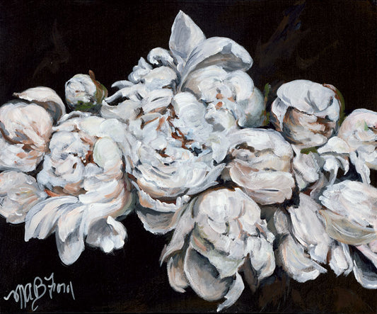White Peonies on Black - Mary Ann Browning Ford