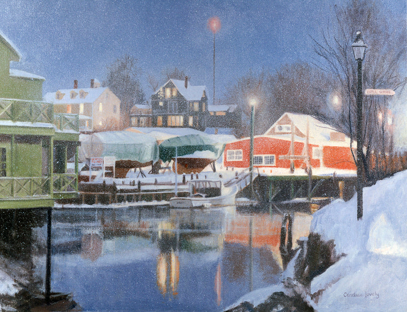 winter, snow, boat storage, dock