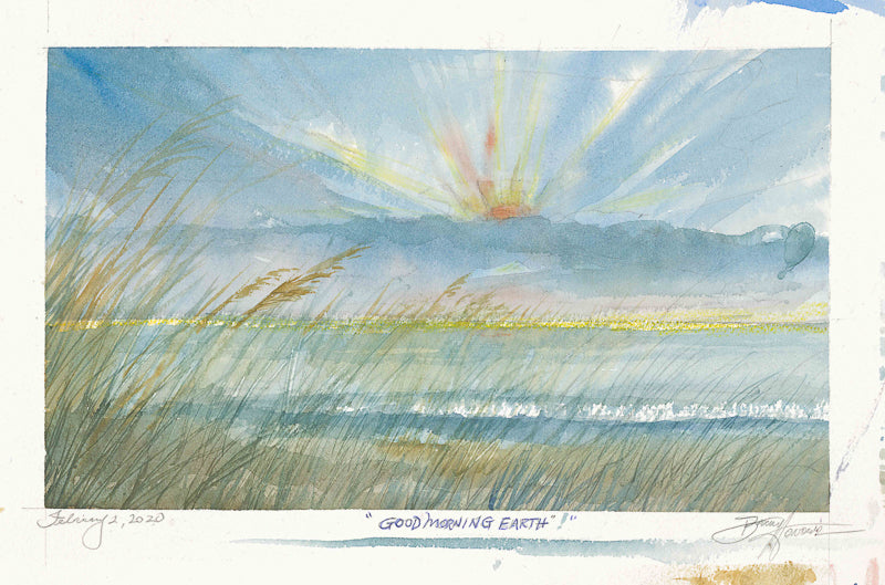 Lowcountry watercolor painting Sunrise by artist Barry Honowitz