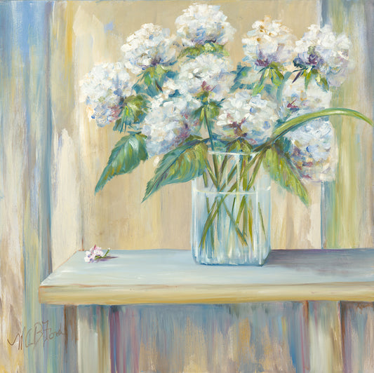 flowers, hydrangeas, pastel painting, still life