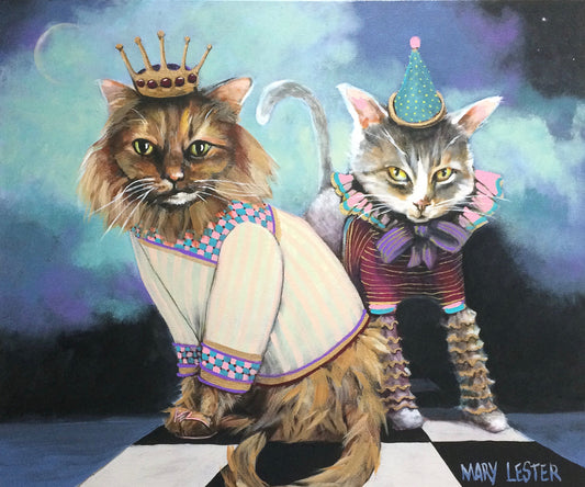 whimsical cats in clothes, magic