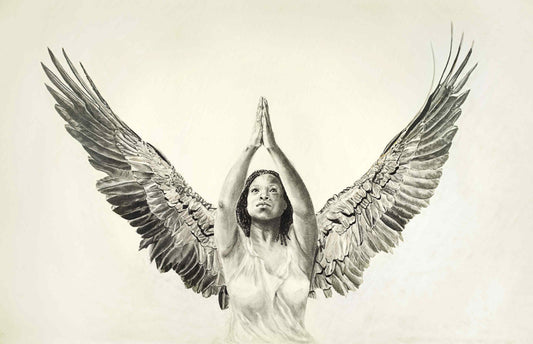 Woman with wings angel african american