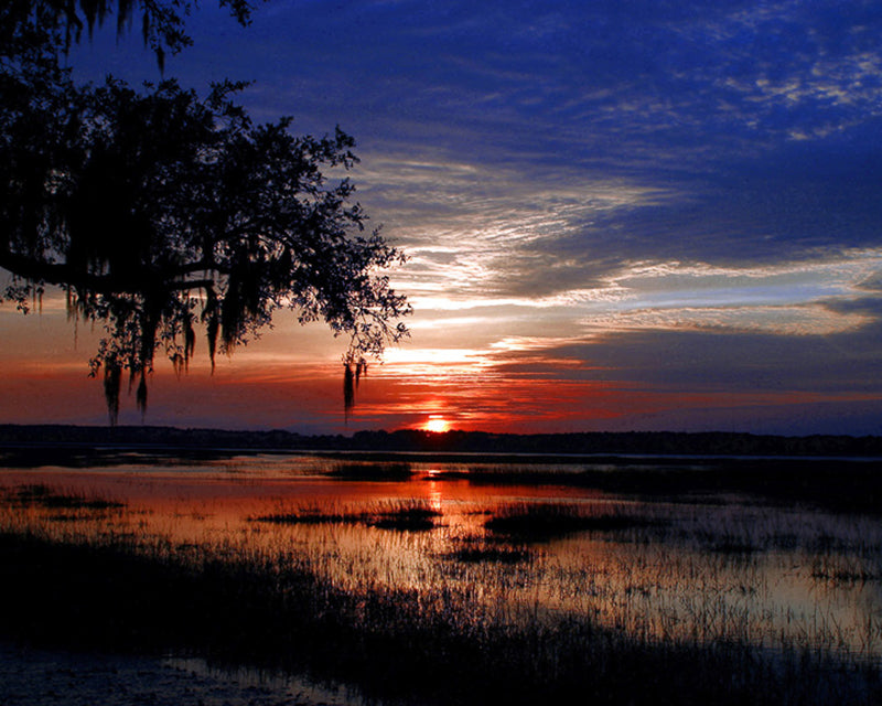 Sunset red and blue photograph