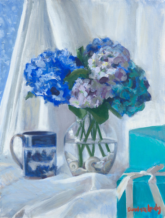 Hydrangea, Blue painting, Tiffany's