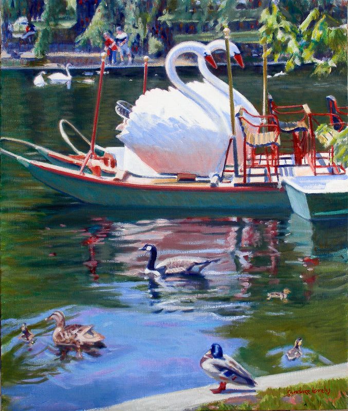 Swan Boats, Boston, park, ducks