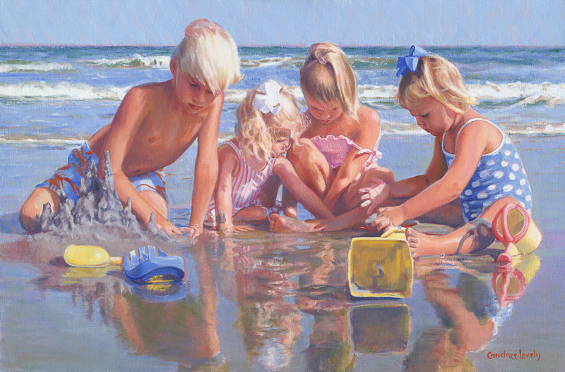 Children playing at the Beach, ocean