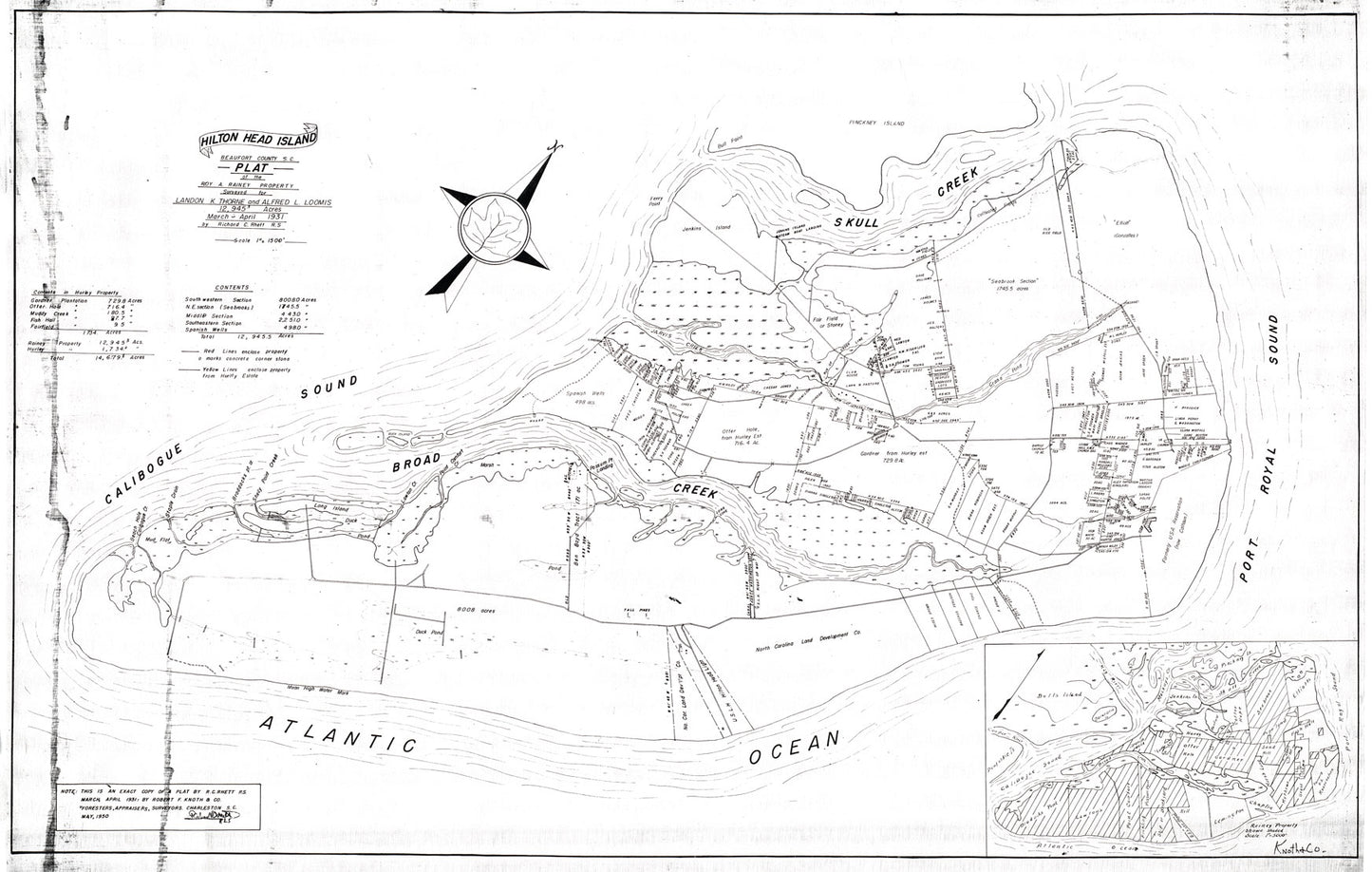 Hilton Head Island Map - Black and White