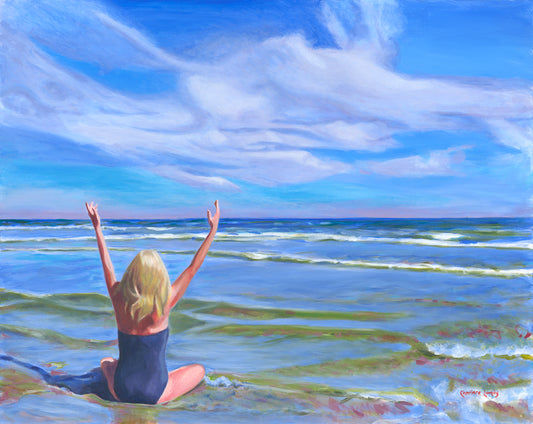 Beach, woman, ocean