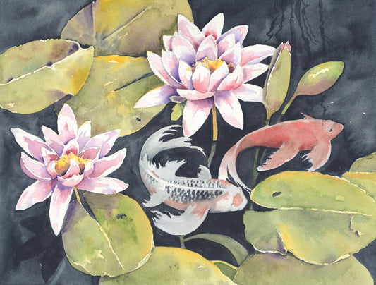 Koi and the Water Lily - Penny Thompson
