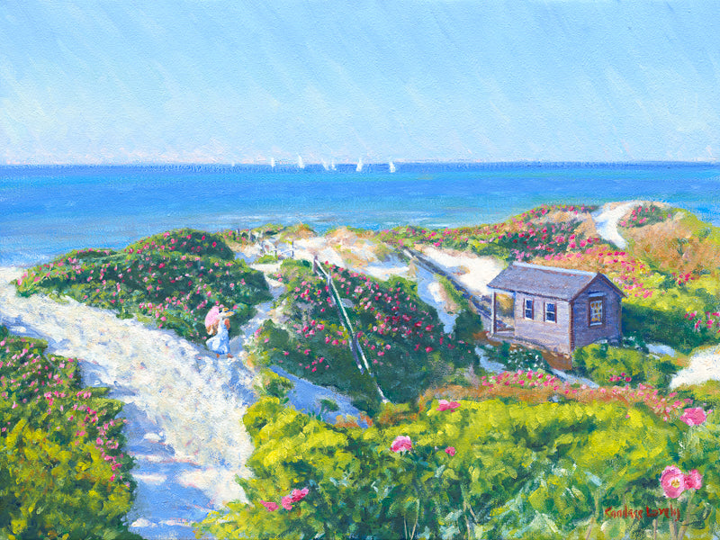 Cape Cod, Nantucket, Steps Beach, Roses, Ocean beach cottage
