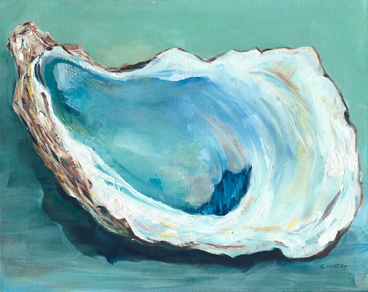 oyster painting blue green