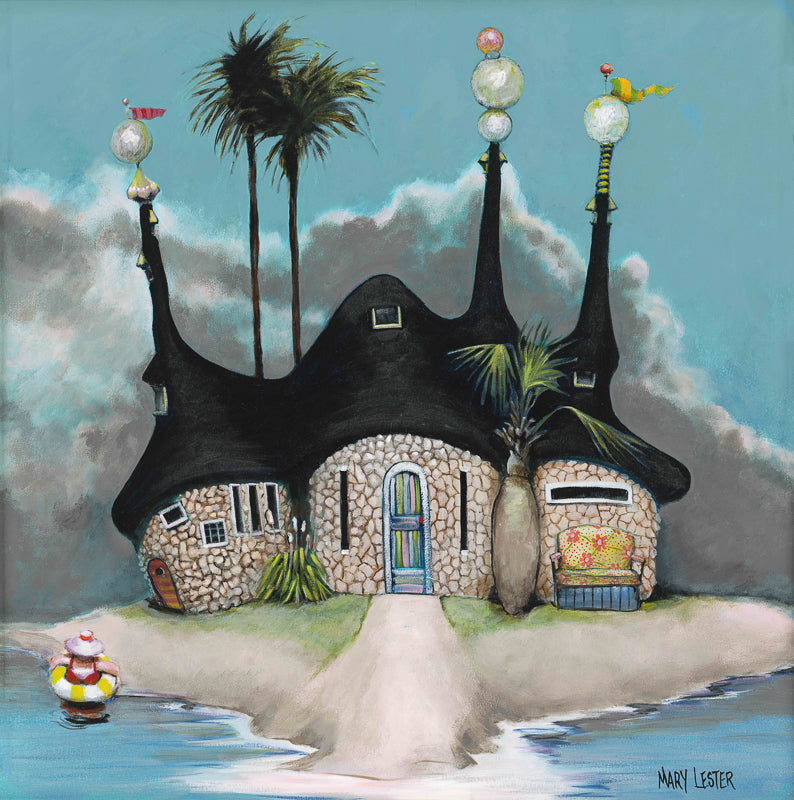 beach house, whimsical painting