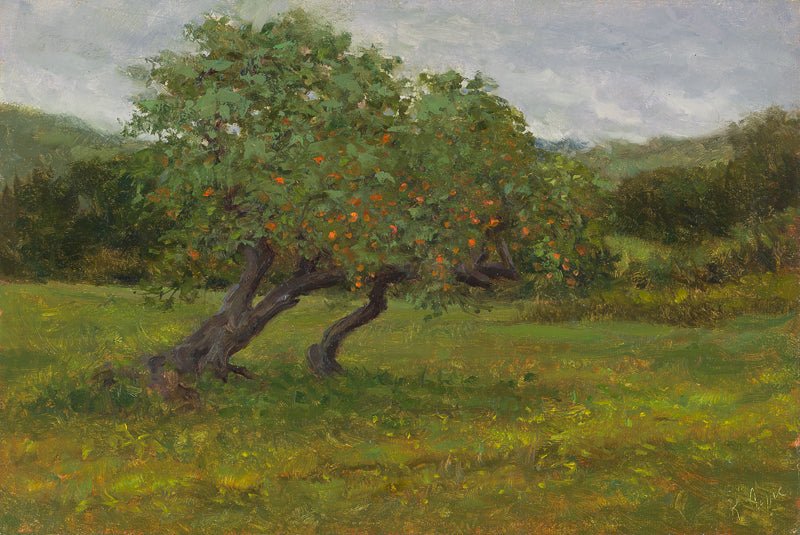 Apple trees painting moody