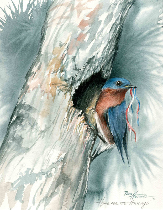 painting bluebird by Lowcountry artist Barry Honowitz