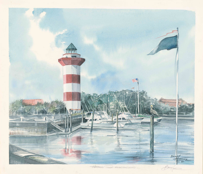 Hilton Head Lighthouse painting marina