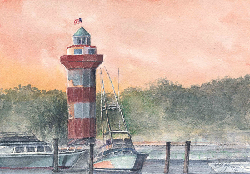 Hilton Head lighthouse marina painting