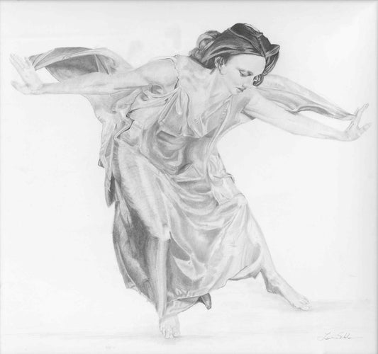 pencil drawing of woman in dress