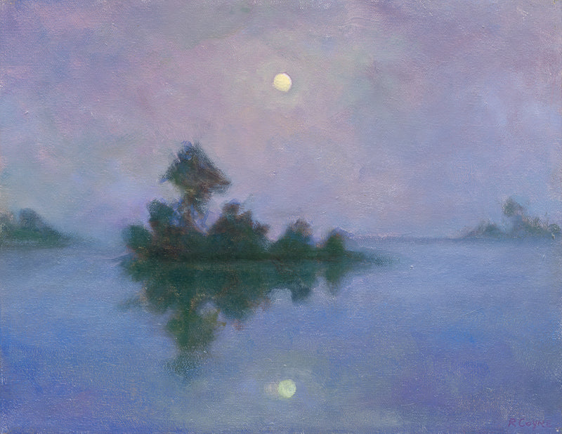moonrise purple and blue painting