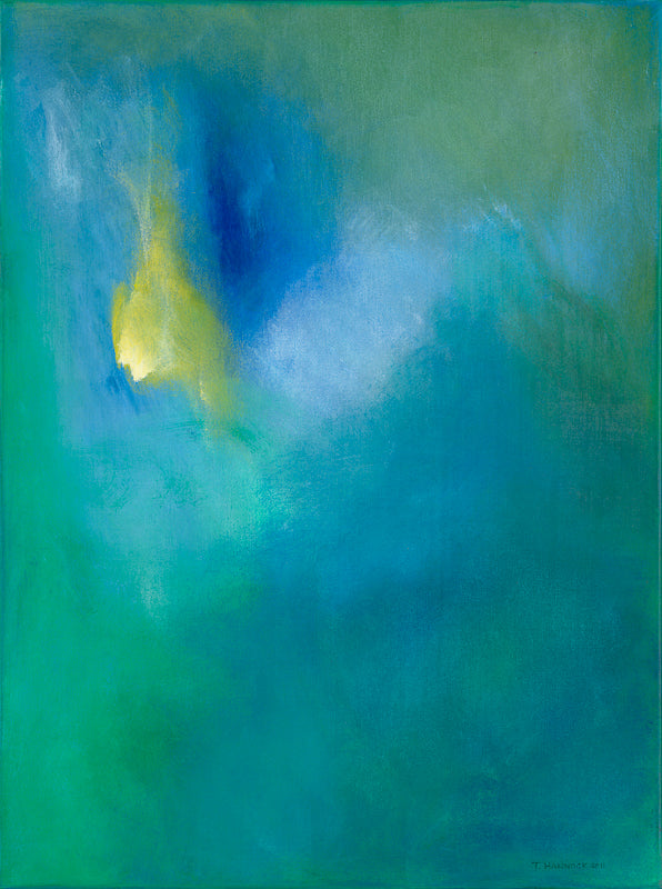 Blue green abstract painting