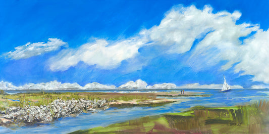 sailboat, marsh painting