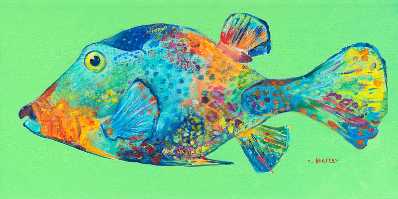 Bright colored fish painting blue and green