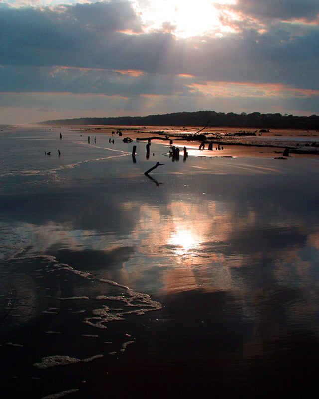 beach sunset reflection photograph