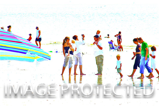 Beach Scene of a Family Hike at Folly Field Beach-Glen McCaskey