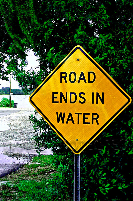 Fording Island Sign Warning of Road Vanishing-Glen McCaskey